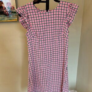 Eliza J Pink & Black Plaid Ruffle Sleeve Dress